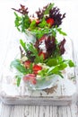 Fresh salad with strawberries, arugula, blue cheese and pine nut Royalty Free Stock Photo