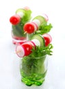 Fresh salad with tomato, cucumber and radish