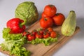 Fresh salad vegetables on the white table Royalty Free Stock Photo