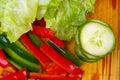 Fresh salad on wooden board