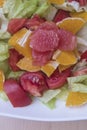 Fresh salade with vegetables and orange and grapefruit