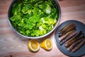 Fresh salat bowl with clams Royalty Free Stock Photo