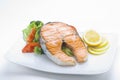 Fresh salmon cooked with salad