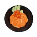 Fresh salmon with cucumber, wasabi and tobiko on rice, japanese food illustration, digital paint cuisine Royalty Free Stock Photo