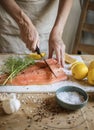 Fresh salmon with dill food photography recipe idea