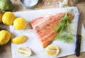 Fresh salmon with dill food photography recipe idea