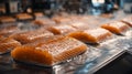 Fresh Salmon Filets in Vacuum Sealed Packaging Royalty Free Stock Photo