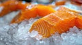 The fresh salmon fillets.AI generated image Royalty Free Stock Photo