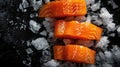 The fresh salmon fillets. AI generated Royalty Free Stock Photo