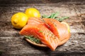 Fresh salmon with lemon Royalty Free Stock Photo