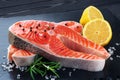 Fresh salmon with lemon and rosemary Royalty Free Stock Photo