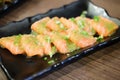 Fresh salmon mix with Thai hot sauce Royalty Free Stock Photo