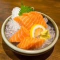 Fresh Salmon Sashimi On Ice Royalty Free Stock Photo