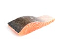 Fresh salmon steak over white background Royalty Free Stock Photo