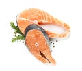 Fresh salmon steaks with rosemary and pepper mix Royalty Free Stock Photo