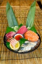 fresh salmon tuna and hamachi raw sashimi Royalty Free Stock Photo