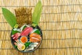 fresh salmon tuna and hamachi raw sashimi Royalty Free Stock Photo