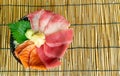 fresh salmon tuna and hamachi raw on topped rice -Japanese food style Royalty Free Stock Photo