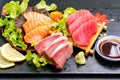 Fresh Salmon, Tuna and Hamaji Raw Sashimi