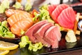 Fresh Salmon, Tuna and Hamaji Raw Sashimi