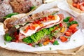 Fresh Sandwich with Bacon Lettuce Tomato and Mozzarella Royalty Free Stock Photo