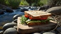 Delicious Avocado Tomato Sandwich by the River Royalty Free Stock Photo