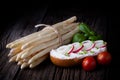 Fresh sandwich and white asparagus Royalty Free Stock Photo