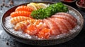 Fresh sashimi assortment on ice Royalty Free Stock Photo