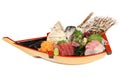 Studio shot of sashimi boat Royalty Free Stock Photo