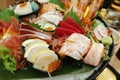 fresh sashimi combo on dish in Japanese restaurant Royalty Free Stock Photo