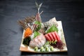 Fresh sashimi combo plate on a dining table Royalty Free Stock Photo