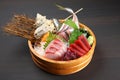 Fresh sashimi combo in a tub Royalty Free Stock Photo