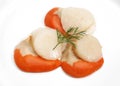 Fresh Scallops and Dill, pecten maximus against White Background Royalty Free Stock Photo