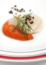 Fresh Scallops with Dill, pecten maximus against White Background Royalty Free Stock Photo