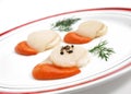 FRESH SCALLOPS pecten maximus WITH DILL Royalty Free Stock Photo