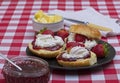 Fresh scones with strawberry jam and cream Royalty Free Stock Photo