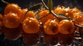 Fresh sea buckthorn seamless background visible drops of water generative AI