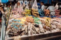 Fresh sea fish and seafood.Fresh sea fish at the bazaar