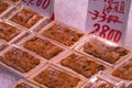 Fresh Sea Urchin sashimi sold inside the Kuromon Market in Osaka