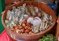 Fresh seafood arrangement displayed in market