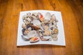 Fresh seafood, clams and cockles prepared Royalty Free Stock Photo