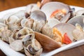 Fresh seafood, clams and cockles Royalty Free Stock Photo