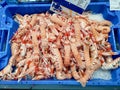 Fresh seafood Norway lobster on ice at the Isla Crsitina fish market, Huelva, Spain Royalty Free Stock Photo