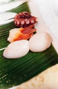 Octopus Tako and Hokkigai stimpson surf on ice for Japanese