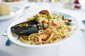 Fresh seafood pasta Royalty Free Stock Photo