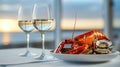 A luxurious platter of seafood, featuring lobster and shrimp Royalty Free Stock Photo