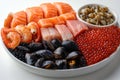 Fresh seafood platter featuring mussels and other seafood options Royalty Free Stock Photo