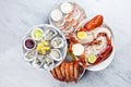 Fresh seafood platter with lobster, mussels and oysters Royalty Free Stock Photo