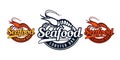 Fresh seafood restaurant premium logo. Royalty Free Stock Photo