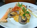 Fresh Seafood risotto in Italy